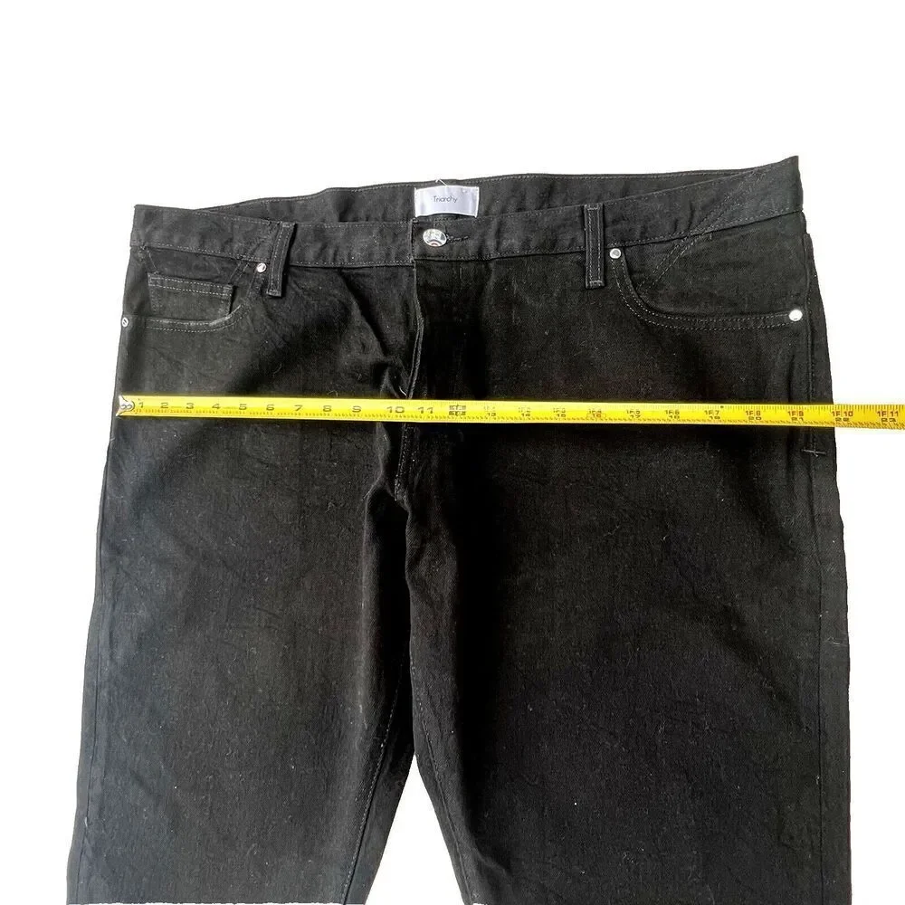 Triarchy Jeans Men 36 Slim Straight Stretch black  country Dark Denim Button Fly